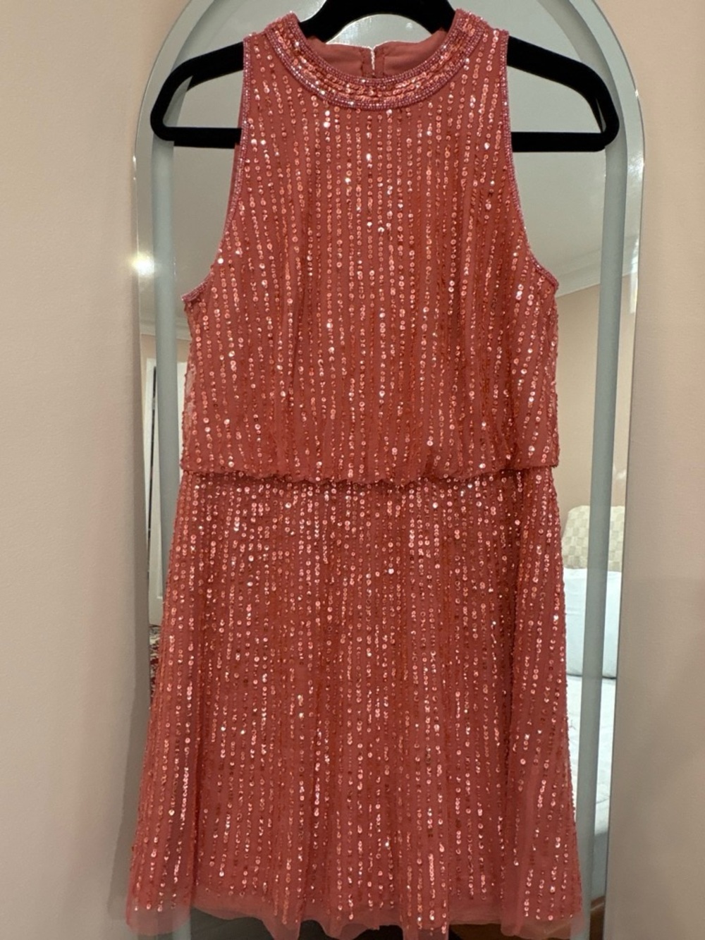 Adrianna Papell Coral Sequin Event Dress
